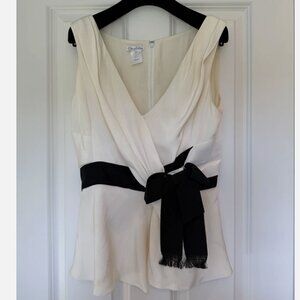 Oscar De La Renta Formal Blouse Sleeveless Bow White Size Small Medium
